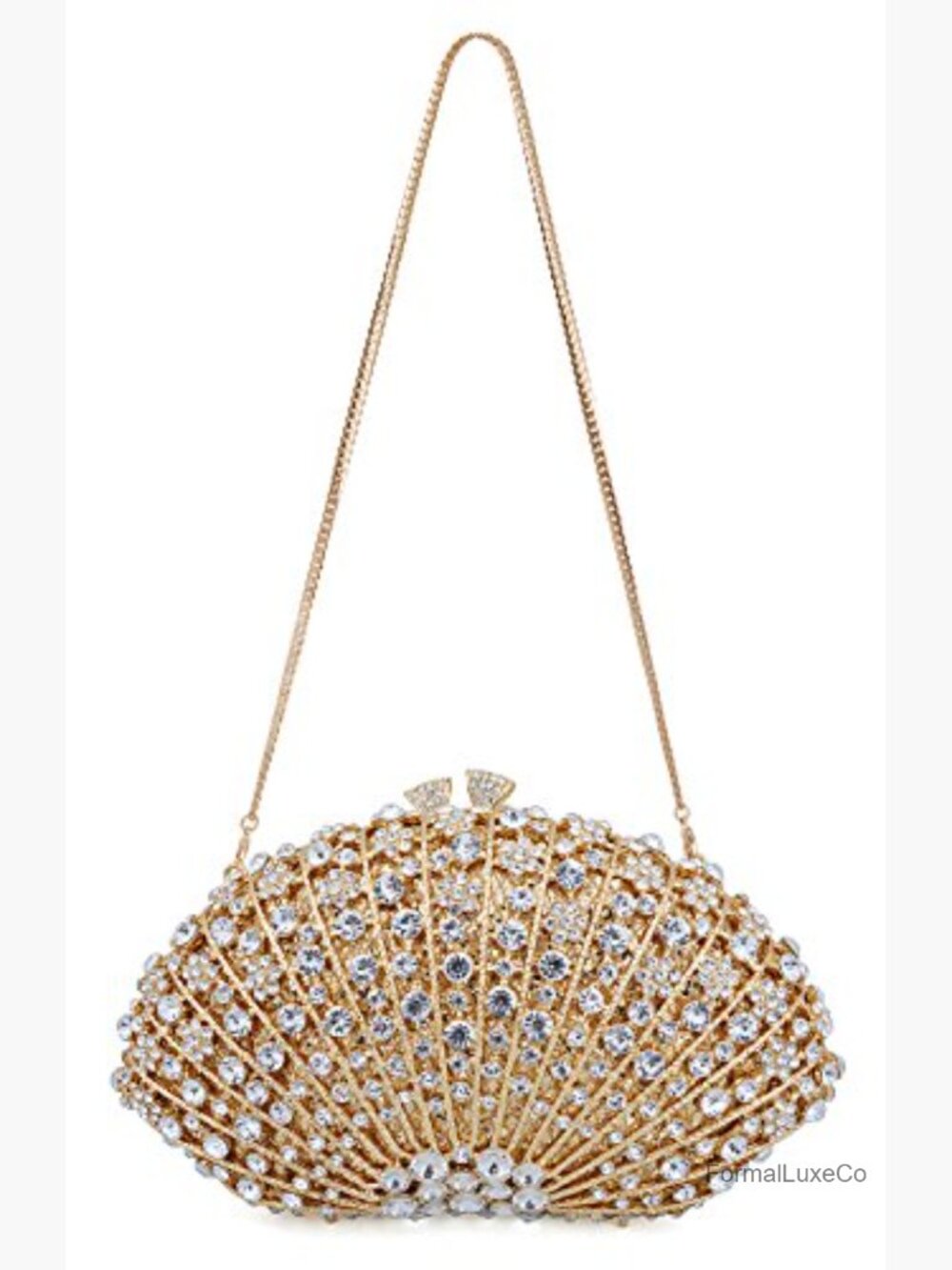 Crystal Rhinestone Evening Clutch with Chain Strap - Picture 4 of 6